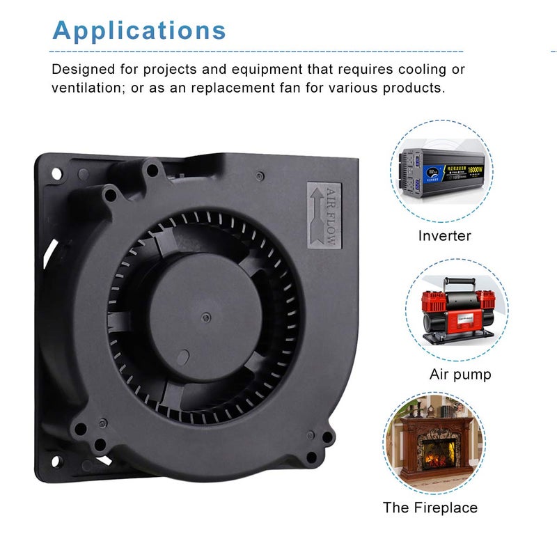 GDSTIME 120mm PWM 4 Pin 12V Dual Ball Bearing DC Brushless Blower Cooling Fan (4.72x4.72x1.26 inch), for Car Seat Amplifier Inflatables Inverter Ventilation - Image 2